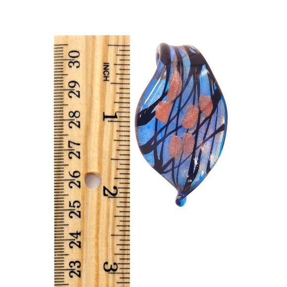 NEW Lampwork Turquoise Blue Copper and Gold Glass Pendant - Picture 4 of 6